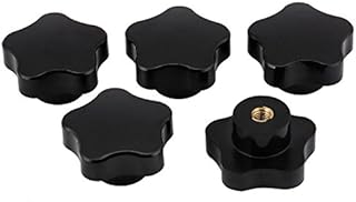 5PCS Star Knob Plastic 5 Star Head Clamping Knob Handle M8 Threaded Star Knob Thru Hole Lathe Knob Star Nuts Knob Black Color