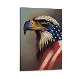 American Bald Eagle Wall Art, Flying Eagle Canvas Print Patriotic Conceptual Picture Inspirational M