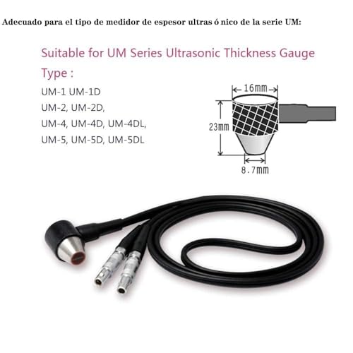 Sensor transductor ultrasónico PT-06 de 7,5 MHz para medidor de espesores ultrasónicos UM Series, rango de medición 0,8 - 30,0 mm, diámetro del cristal 6 mm miniatura 3