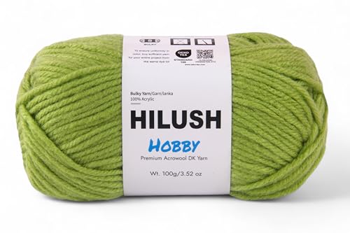 Image of Hobby,Wool Yarn dk Acrylic Hand Knitting Yarn Ball (100g /1 Ball),Suitable for Craft amigurumi Shade 001 (Pista Green)
