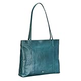  Maxwell-Scott Italienischer Damen Leder Shopper Athenea in Petrol Blau