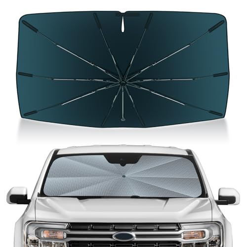Image of Autorder Windshield Sun Shade Umbrella for 2022-2026 Ford Maverick Accessories,Upgraded Ice Crystal Material,Easy Setup Umbrella Sunshade for Car Windshield,100% Sun Blocking