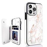 uCOLOR Marble Flip Leather Wallet Case Card Holder Compatible with iPhone 13 Pro 6.1”Women and Girls