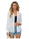 OYOANGLE Women's Mesh Sheer Long Sleeve Shirt See Through Button Down Blouse Top Solid White M