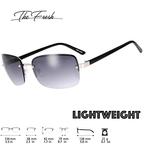 Image of Minimalist Semi-rimless Rectangular Sunglasses for Men Women - Exquisite Packaging