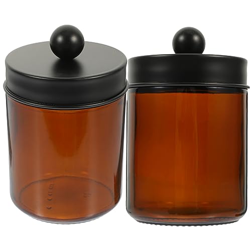DECHOUS 2pcs Glass Jar Multi-function Tea Container Facial Cream Canister Small Candle Holders Amber Candle Refillable Jars Tabletop Decor Scented Mini Stainless Steel Travel Aromatherapy