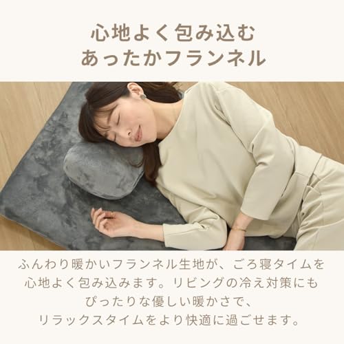 枕 ごろ寝枕 低反発 あったか フランネル 冬 洗える カバー付き 足枕 腰枕 お昼寝 まくら クッション 22×44×13cm スモーキーグレー 13357 COYOLI [3]