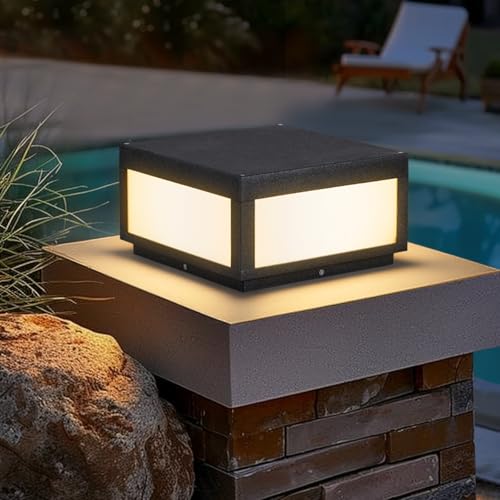 PAKEDANDUN Outdoor Modern Post Light,11.8" Hard Wired Column Caps Lamp