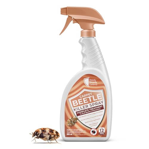 Carpet Beetle Killer Spray 650ml - Powerful Insecticide for Beetles Spray - Long-Lasting Protection from Beetles, Larvae & Eggs - Fast-Acting Carpet Beetle
