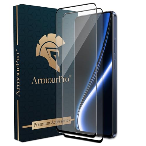 Image of ArmourPro Military Grade Gorilla Tempered Glass Compatible For Realme Narzo 80X, Narzo 70X and Narzo 60X (6.72 Inch) With Easy Installation Kit | Edge-To-Edge Protector Coverage | Black, Pack of 2