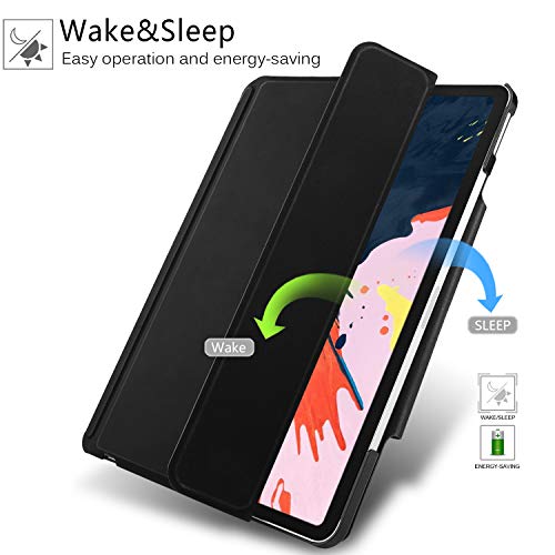 IVSO Case with Keyboard for ipad pro 12.9 2018-3rd Gen One-Piece Wireless Keyboard Stand Case Cover Auto Wake Sleep Apple Pencil Charging Supported Fit for Apple ipad pro 12.9 2018 (Black) - Thumbnail 4