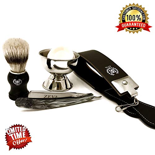 MEN'S CUT THROAT WET STRAIGHT EDGE RAZOR 5 PC SHAVING SET/KIT USA