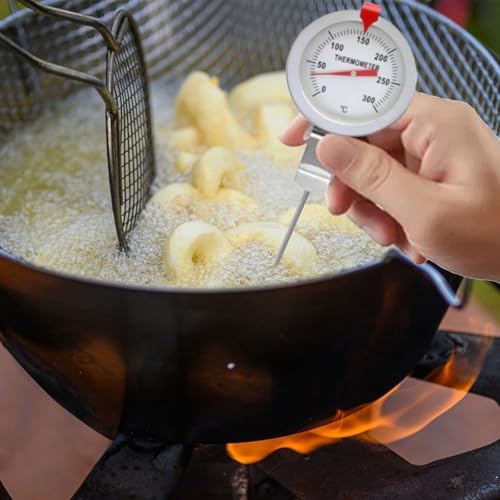 Analoges Fettthermometer,Analoges Bratenthermometer aus Edelstahl,Küchenprofi Frittier-Thermometer aus Edelstahl mit praktischem Clip,Küchenthermometer,Grillthermometer,perfekt gebraten