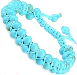 M.A.S Double Layer Stone Chakra Healing Crystals Bracelet Yoga Meditation Relax Anxiety Bangle for Unisex Women Men (Turquoise, 6mm), 6mm