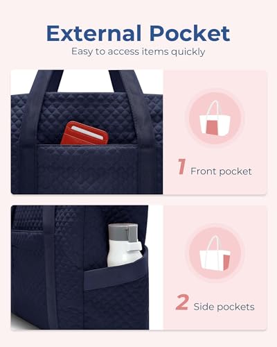 Image of BAGSMART Crush Tote Bag for Women, 20L Puffer Work Tote with Zipper, Travel Essentials Quilted Nurse Hospital Bag