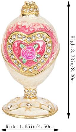 QIFU Vintage Hand Painted Faberge Egg Style Small Hinged Jewelry Trinket Box with Rich Enamel and Sparkling Rhinestones, Unique Gift Home Decor, Decoraitve Ornament Your Collection
