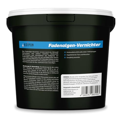 KOIPON Fadenalgen-Vernichter 10 kg, Phosphatfreie Algenbekämpfung, Fadenalgenvernichter gegen Algenwachstum und Fadenalgen im Gartenteich