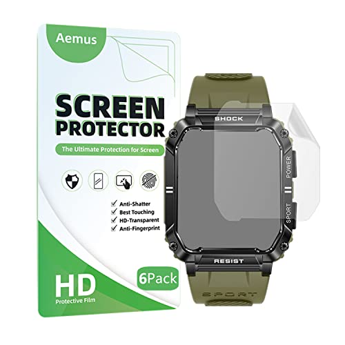 Aemus Compatible With Anytec Smart Watches Screen Protector, T3 1.95" Tactical Smartwatch Screen Protector (6 Pack) Full Coverage Pet Clear Film #TOP7