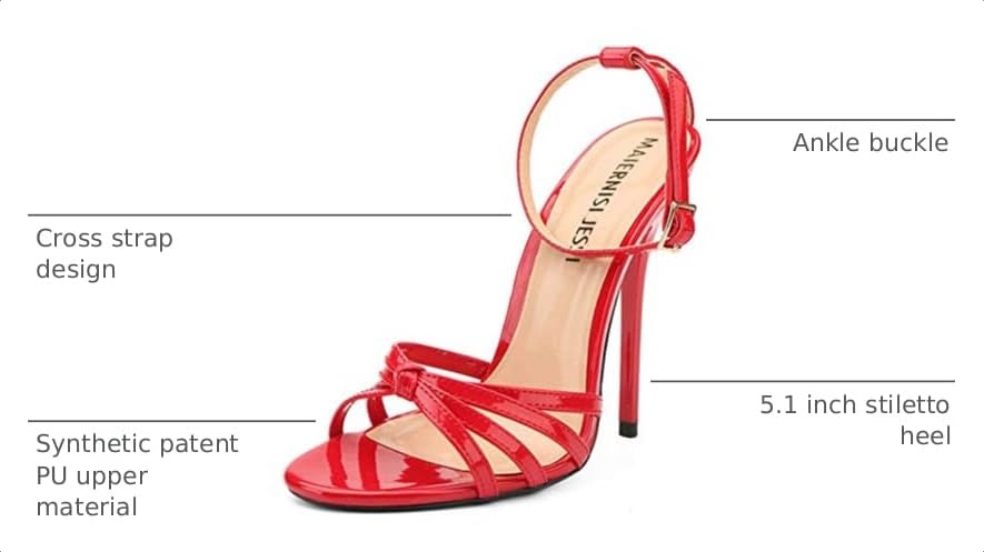Image of MAIERNISI JESSI Unisex Men's Women's Strappy Stiletto Sandals, Ankle Strap, 5.1 Inch High Heel