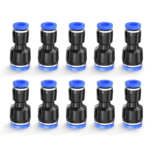 Image of YIZOR 10 Pcs Push to Connect Fittings, 12mm to 8mm Tube OD, Straight Reducer Pneumatic Air Line Connectors, Quick Release Plastic Tube Fitting