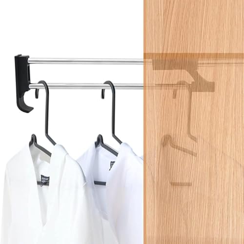 Cintre de garde-robe en métal robuste 25 kg avec rail télescopique LWX