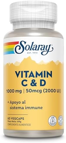 SOLARAY Vitamin C & D, 1000Mg C & 50Mcg D, Apto para Vegetarianos...