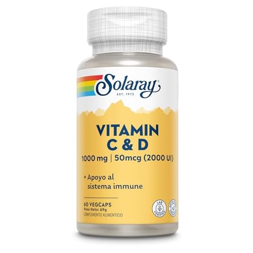 SOLARAY Vitamin C & D, 1000Mg C & 50Mcg D, Apto para Vegetarianos, Vegcaps 200 G, 60 Unidades
