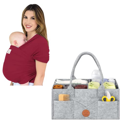 KeaBabies Baby Wrap Carrier and Diaper Caddy Set #TOP29
