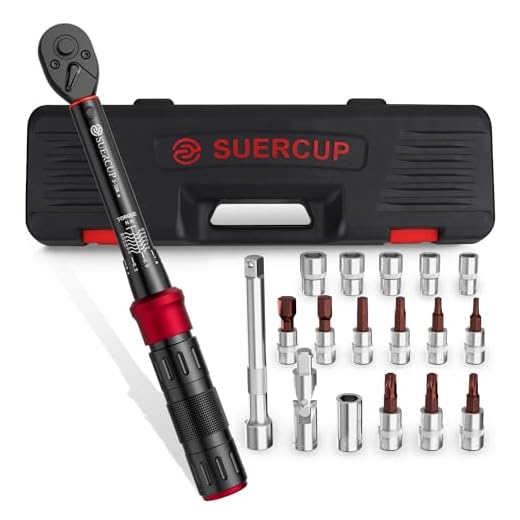 SUERCUP 1/4-Inch Drive Click Torque Wrench, 18 PCS Bike Torque Wrench Set 3-25Nm, Dual-Direction Adjustable 72 Tooth Click Torque Wrench, Used for Bicycle Maintenance