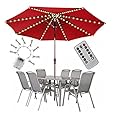 PULIVIA Umbrella Lights Patio Outdoor Strings Lights with 104 LEDs 8 Lighting Modes Remote Control, Battery Operated Waterproof Umbrella Lights 2024 Upgraded, Warm White Battery not Included