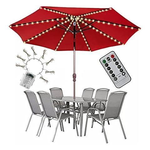 PULIVIA Patio Umbrella Lights with 104 LEDs and 8 Lighting Modes Cover