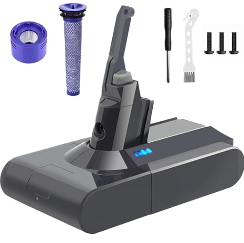 Upgraded 6000mAh 21.6V V8 Battery Replacement Compatible with Dyson V8 Battery for Dyson SV10 Battery V8 Animal Battery V8 Absolute V8 215681 V8 Motorhead Battery for Dyson V8 Vacuum Battery Pack