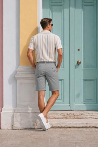 Image of Louis Philippe Men's Slim Fit Cotton Blend Solid Casual Shorts with Stretch