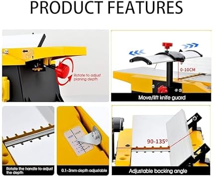 Electric Benchtop Planer Thicknesser - 6 Inch Woodworking Jointer with 12000 RPM for Precision Cutting