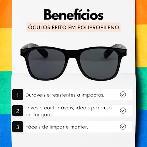 Kit 10 Óculos Escuro Infantil Kids New Wave Standard WF Quadrado Com Proteção UV Festa Balada Casame