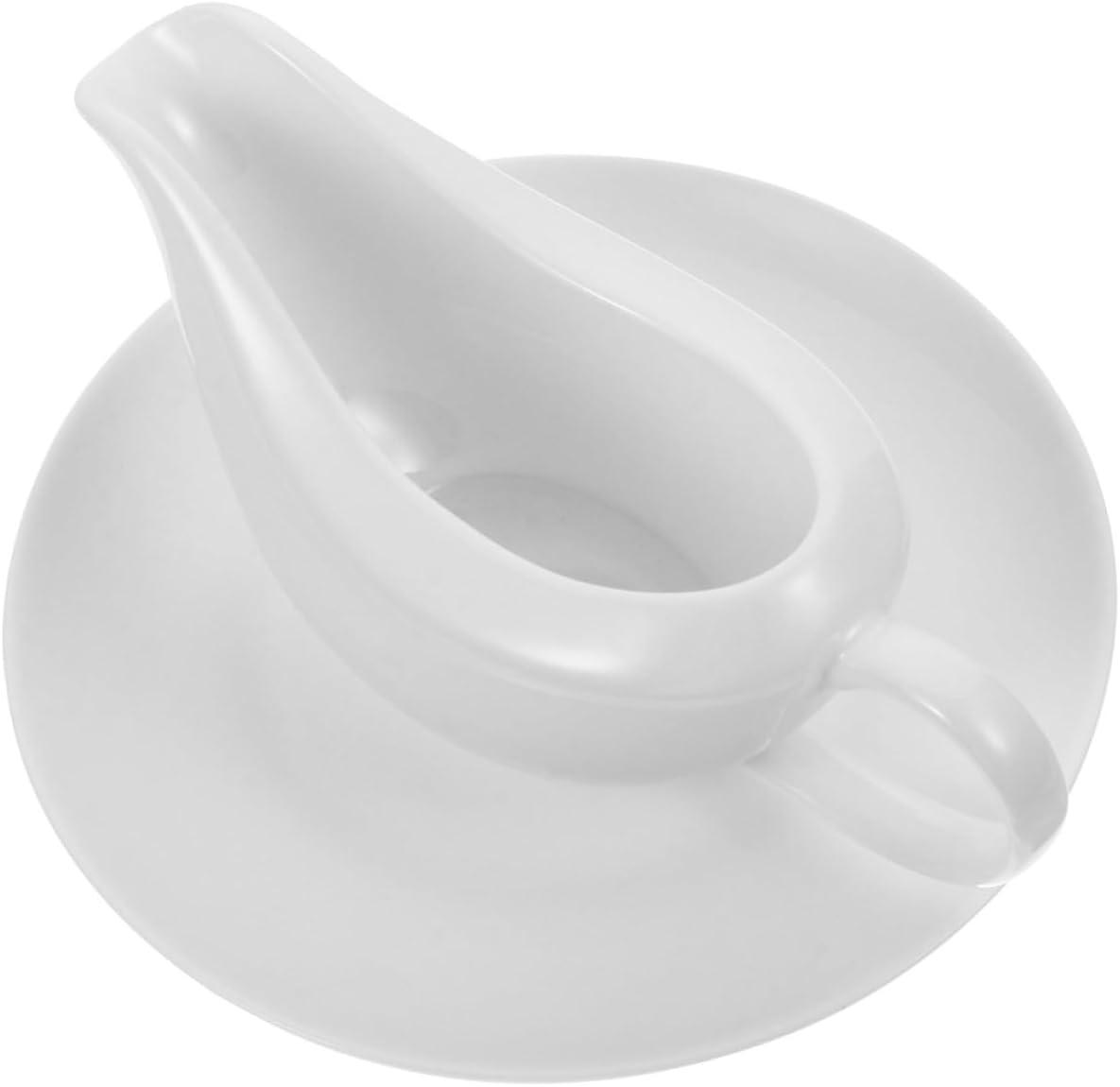Ceramic Gravy Boat with Saucer Dripless Sauce Pourer with Comfort-grip Handle Non-deformable Design for Hot and Cold Gravies Salad Dressings Milk Coffee and Yogurt Serving