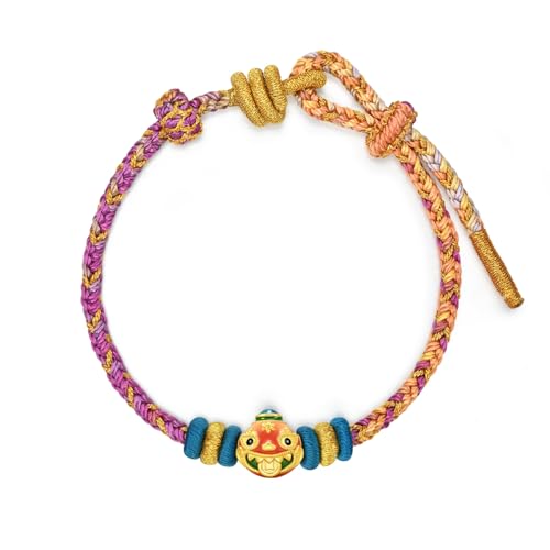 CHOW SANG SANG 999 24K Solid Gold Cultural Blessing Auspicious Myth Money-Swallowing Beast Charm Embroidered Bracelet for Women 23cm 95533B2