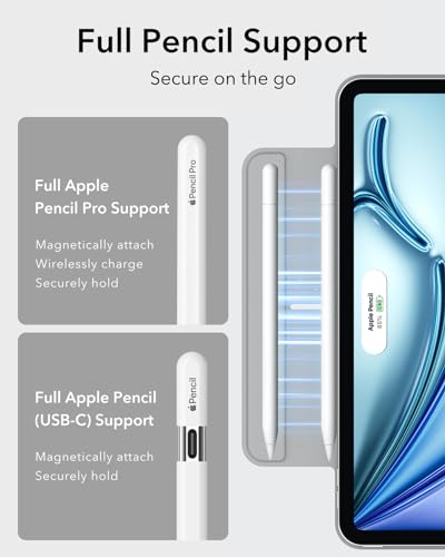 Image of ESR for iPad Air 11 Inch Case M4 /M3 /M2 (2026 /2025 /2024), iPad Air 5th /4th Gen (2022 /2020), Powerful Magnetic Attachment, Slim Trifold Stand Case, Auto Wake /Sleep, Durable Protection, Grey