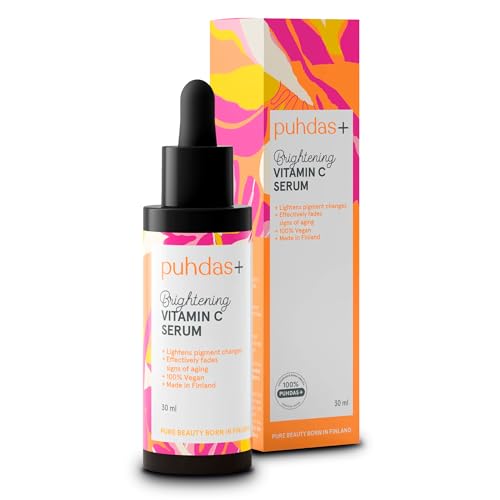 puhdas+ Sérum vitamine C [30 ml] Sérum éclaircissant puissant à la vitamine C pour la peau, 99,7 % naturel et 100 % végan, fabriqué en Finlande