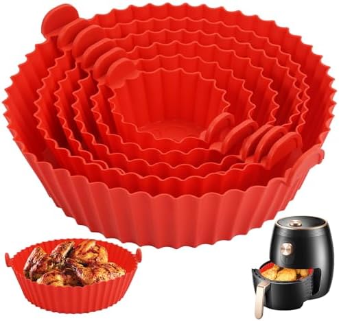 Molde Air Fryer Silicona, 6 Piezas, Rojo