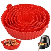 Teglia Silicone Friggitrice Ad Aria,6 Pezzi Teglie Silicone per Friggitrice Ad Aria,Contenitore per Friggitrice Ad Aria,Contenitore Friggitrice Ad Aria per Pentole a Vapore,Padelle,Forni e Microonde