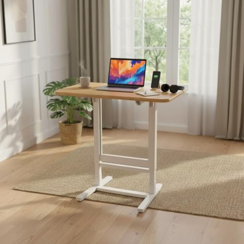 Image of Hanamori Rise: (Self-Installing) Height Adjustable Table - 3 Heights | Foldable - No Tools Needed Setup | Desk for WFH and Work | Study Table | Work Desk for Laptop /PC