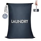 MissBoy Laundry Bag, Nylon Dirty Clothes Storage Bag, Splash-proof Travel Camping Laundry Bags with Zip, Lightweight Foldable Swimming Dry Wet Bag