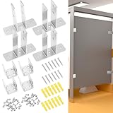 Blulu 8 Pcs Toilet Partition Panel Bracket Set 2-ear Urinal Screen Brackets & U Shaped Brackets for 1 In...