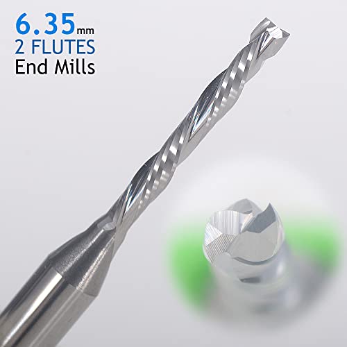 Hozly Spiral Router Bits Up&Down Compression Bit 1/8 Inch Cutting Diameter, 1/4 Inch Shank Hrc55 Solid Carbide Cnc End Mill For Wood Carving Engraving Grinding #TOP5