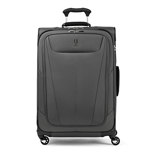 Travelpro Maxlite 5 Softside Expandable Checked Luggage with 4 Spinner Wheels, Lightweight Suitcase, Men and Women, Shadow Grey, Checked Medium 25-Inch
