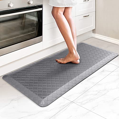 HappyTrends Anti-Fatigue Floor Mat - 4/5 Inch Thick, Waterproof Non-Slip, Heavy Duty Ergonomic Comfort Rug for Kitchen, Office, Sink, Laundry (17.3" x 39", Gray)