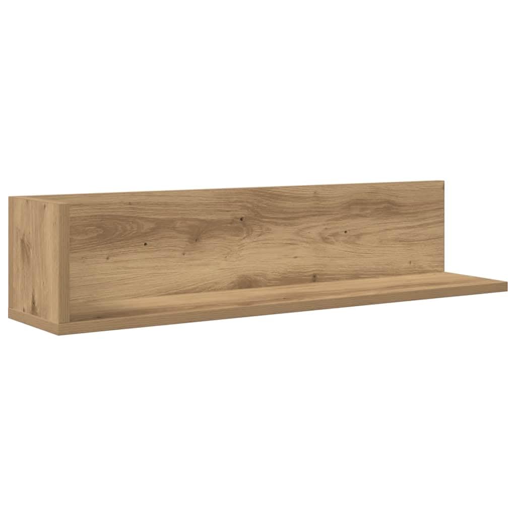 2 estantes de pared en forma de L, 75 x 16,5 x 16,5 cm, roble Artisan, flotante, madera, salón, dormitorio, cocina, baño