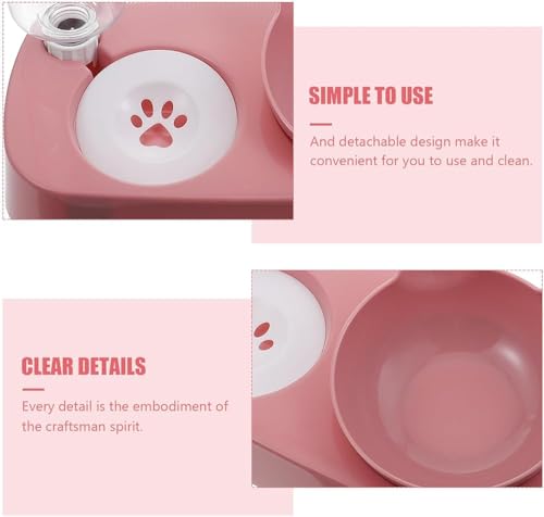 Fuente para agua y comedero dual para gatos rosa miniatura 4