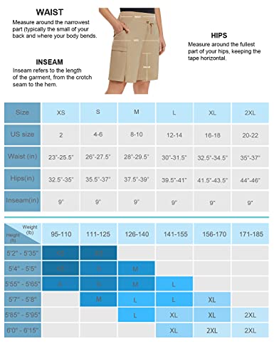BALEAF Short feminino longo para caminhada, 22,86 cm, secagem rápida, bermuda cargo para curvilínea,